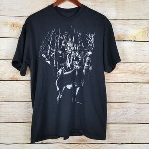 Vtg Single Stitch Shirt M L Black Whitetail Deer Graphic Print XCIII Wildside 90